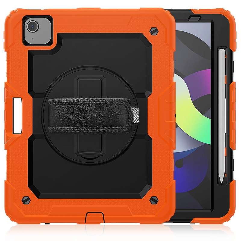 For iPad Air 2022 / 2020 10.9 Shockproof Black Silica Gel + Colorful PC Protective Case(Orange)