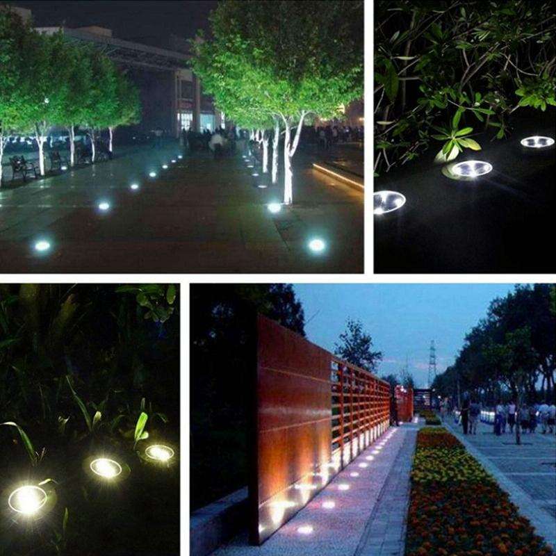 2 PCS 12 LEDs Solar Powered Buried Light Under Ground Lamp IP65 Waterproof Outdoor Garden Street ...
