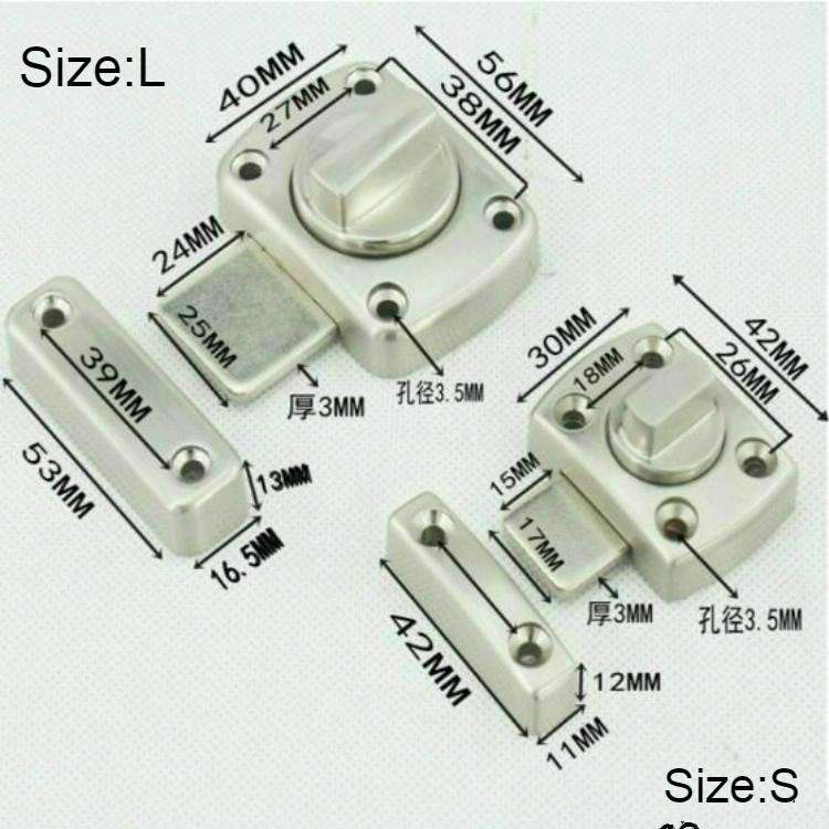 Universal Door Latch Security Sliding Door Lock with Screws, Size:L(Antique Bronze)