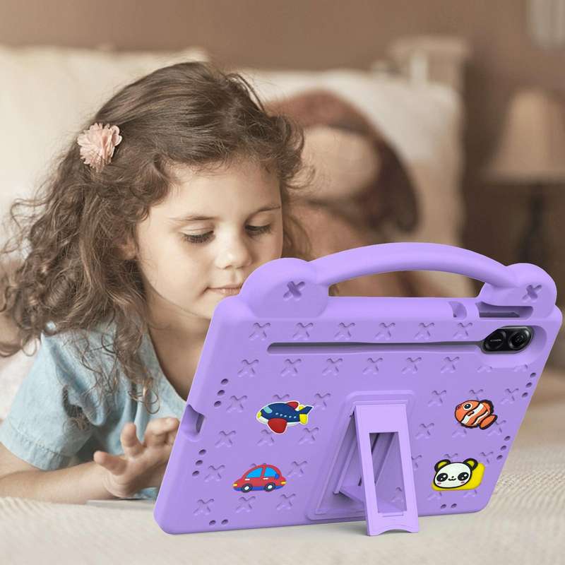For Honor Pad X9 Handle Kickstand Children EVA Shockproof Tablet Case(Light Purple)