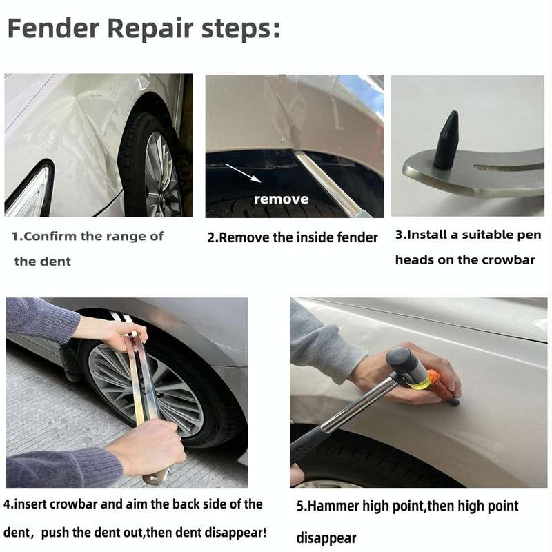 N7 12 in 1 Car Paintless Dent Removal Fender Damage Repair Puller Lifter Arc Crowbar Tools Hook R...