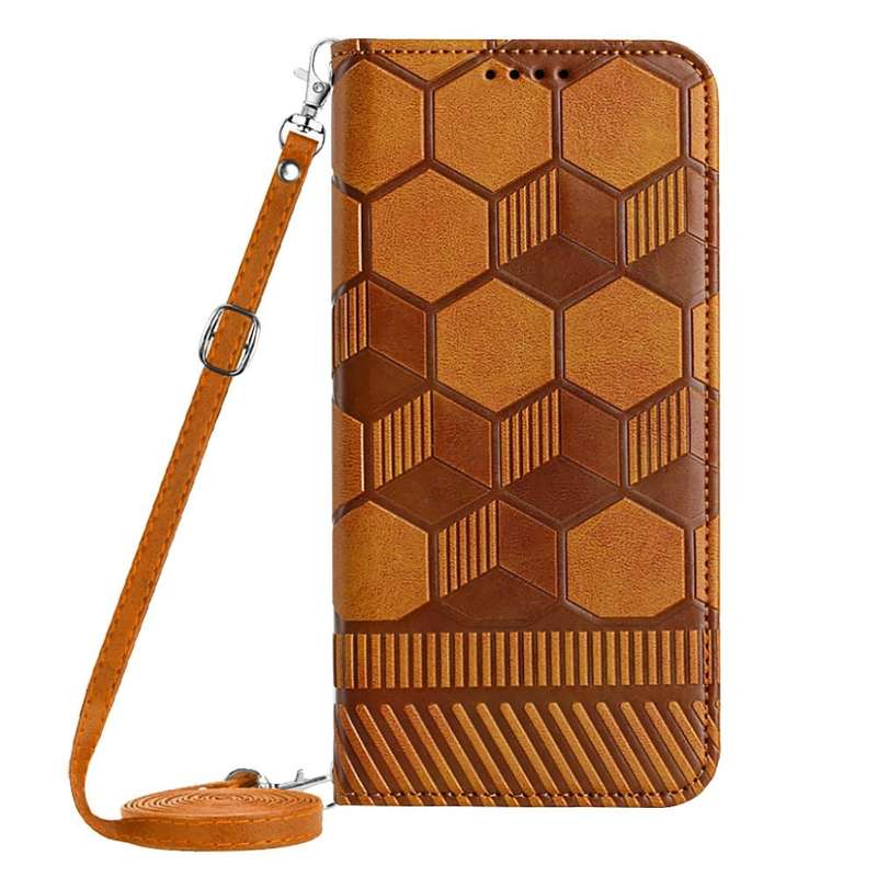 For Samsung Galaxy A33 5G Crossbody Football Texture Magnetic PU Phone Case(Khaki)