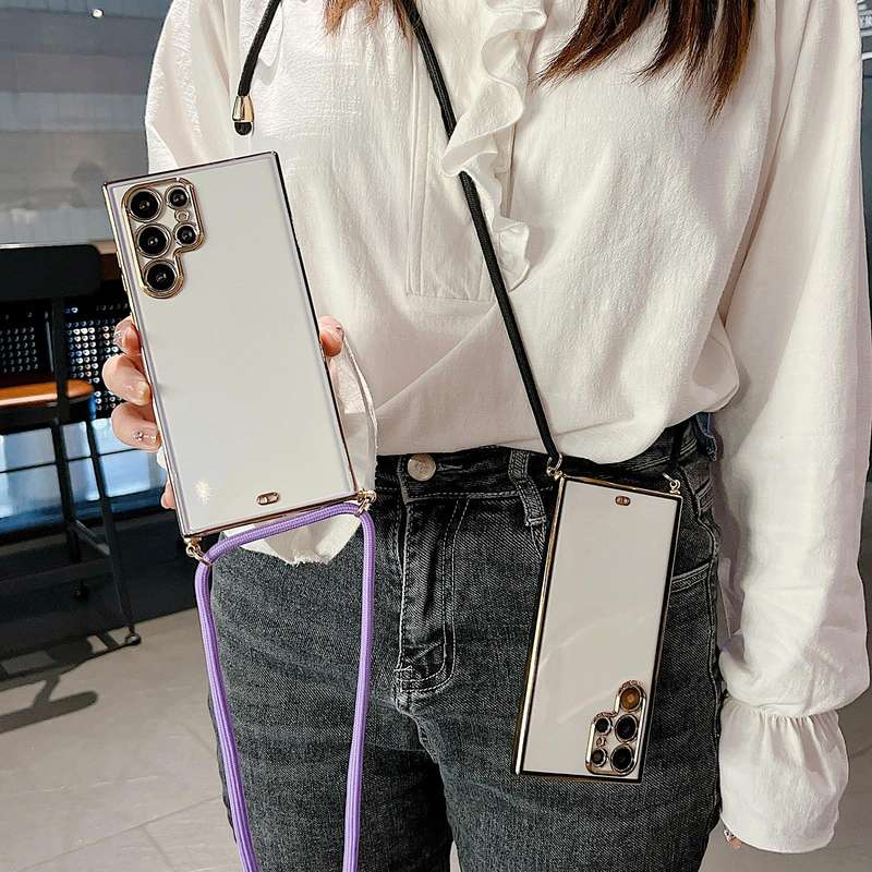 For Samsung Galaxy S21 5G Two-color Lanyard Phone Case(White)