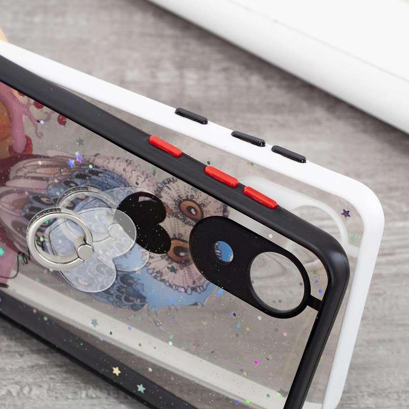 For Samsung Galaxy A03 Core Starry Sky Epoxy TPU Phone Case with Ring Holder(Heart)