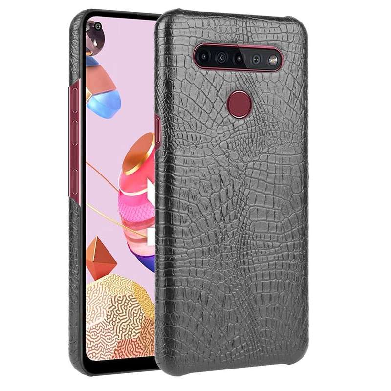 For LG K51S Shockproof Crocodile Texture PC + PU Case(Black)