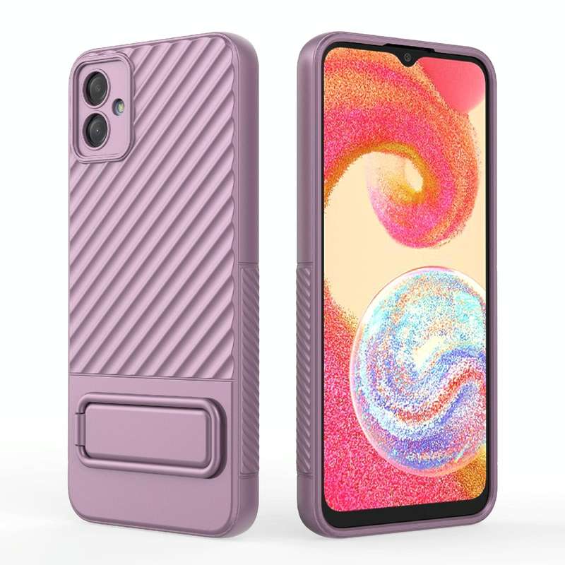 For Samsung Galaxy A04e 4G Wavy Texture TPU Phone Case with Lens Film(Purple)