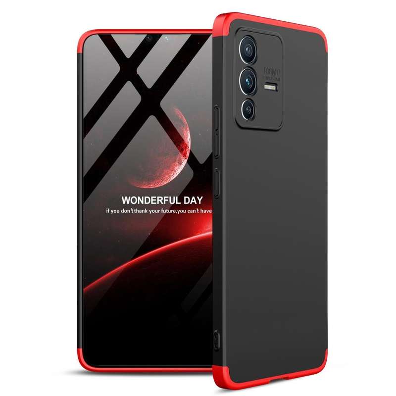 For vivo V23 5G GKK Three Stage Splicing PC Phone Case(Black Red)
