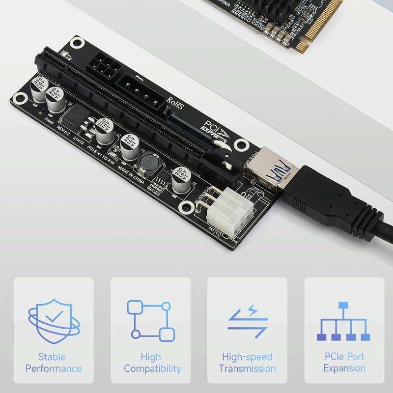 Waveshare PCIe X1 to PCIe X16 Expander, Using With M.2 to PCIe 4-Ch Expander, 24003