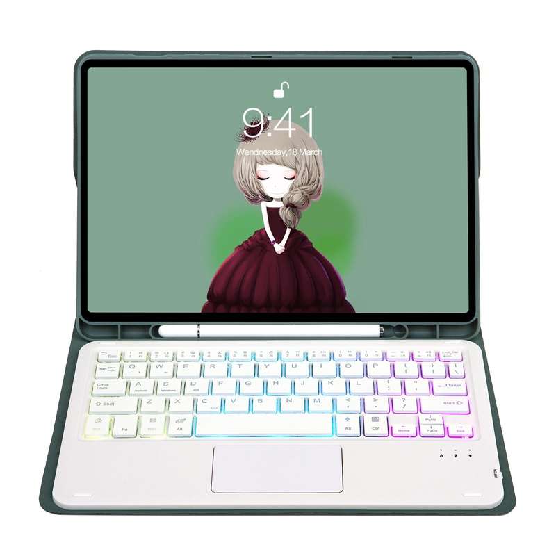 For Samsung Galaxy Tab A8 10.5 (2021) A08B-AS Candy Color Backlight Bluetooth Keyboard Leather Ta...