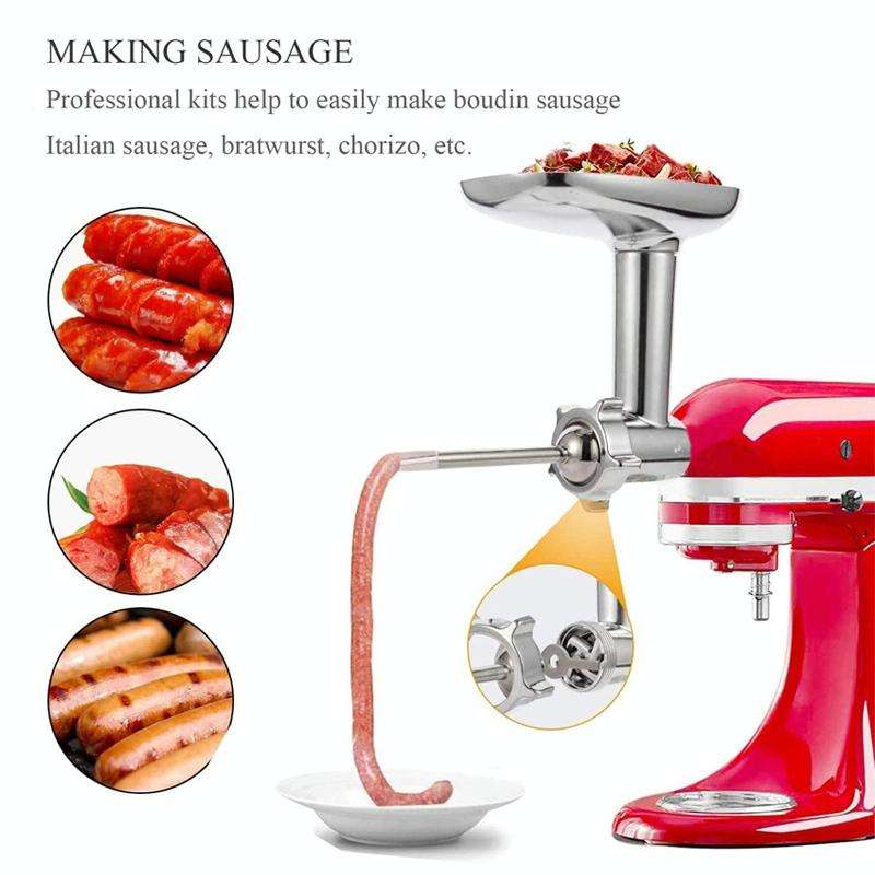 For KitchenAid Porking Enemy Accessories Dough Maker Grinder Meat Universal Set, Color: Silver Gray