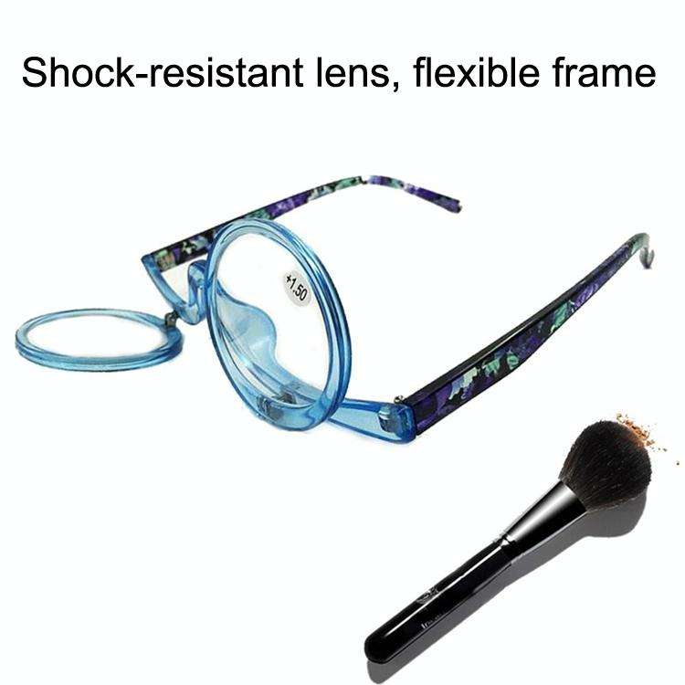Makeup Magnifying Glass Presbyopic Glasses Flip Swivel Reading Glasses, Degree: +300(Wine Red)