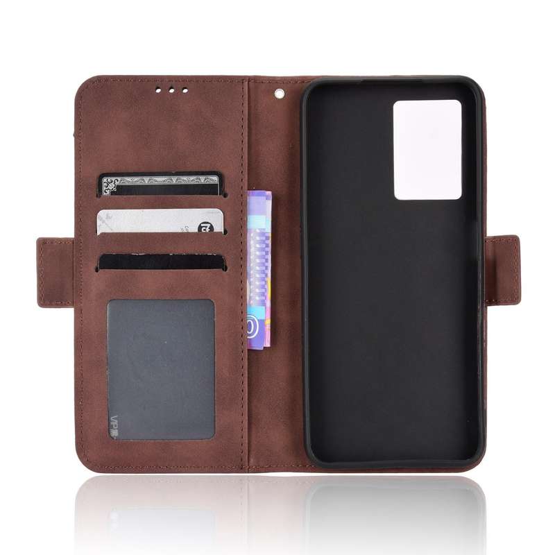 For OPPO A57 5G Skin Feel Calf Texture Card Slots Leather Phone Case(Brown)
