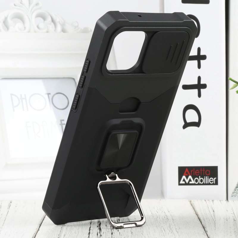 For Samsung Galaxy A03 Sliding Camera Cover Design PC + TPU Shockproof Phone Case(Black)