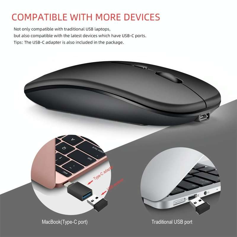 HXSJ M90 2.4GHz Ultrathin Mute Rechargeable Dual Mode Wireless Bluetooth Notebook PC Mouse(Grey)
