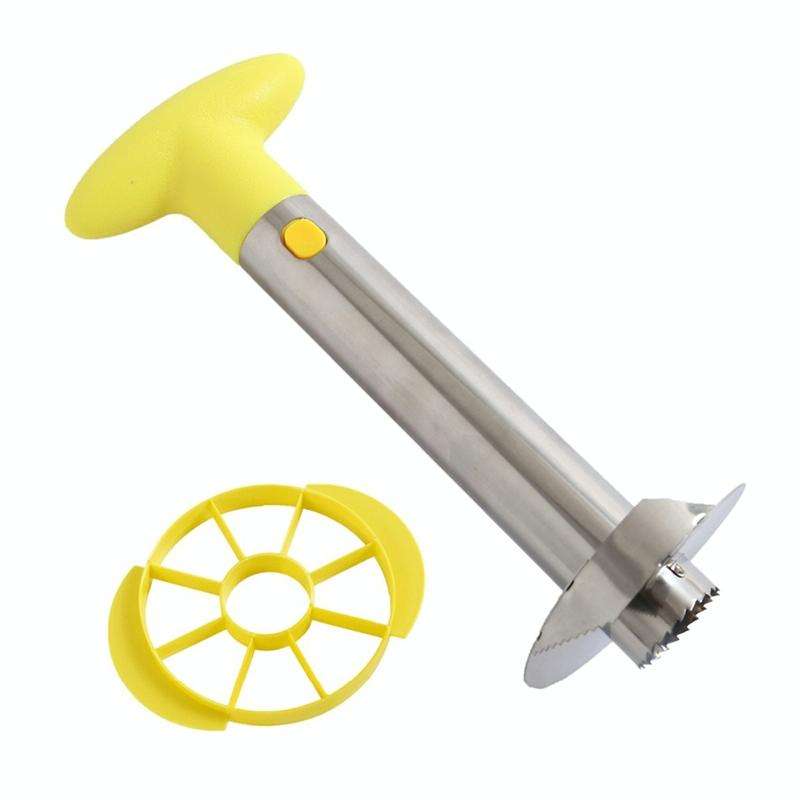 Stainless Steel Pineapple Peeler Slicers Fruit Cutter Kitchen Tools(Yellow handle)