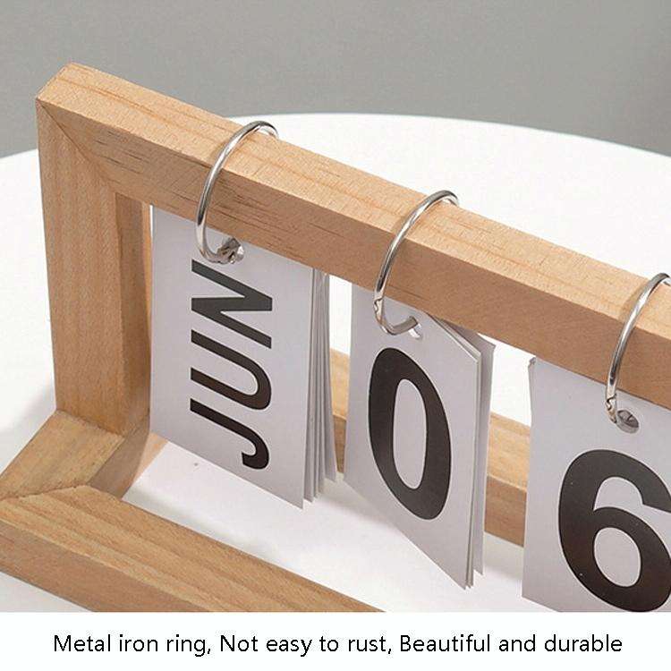 Wooden Flipping Calendar Simple Home Desktop Small Ornaments Study Desk Calendar(Wood Color)