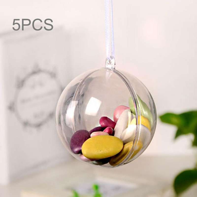 5 PCS Transparent Christmas Ball Hollow Plastic Sphere Ball Shaped Eternal Flower Ball Wedding Gi...
