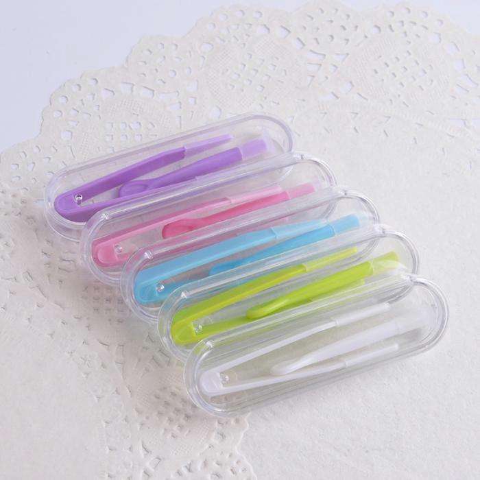 5pcs Portable Contact Lens Special Tweezer and Stick Set Travel Kit(Purple)