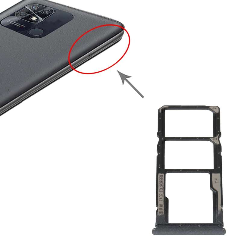 SIM Card Tray + SIM Card Tray + Micro SD Card Tray For Xiaomi Redmi 10 Power (Black)