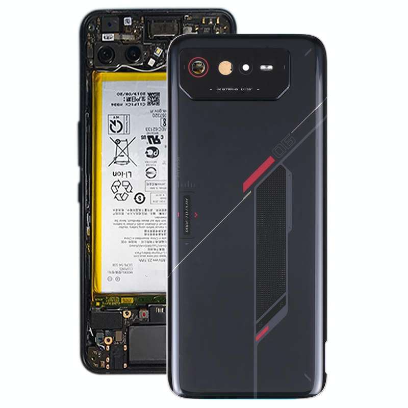Glass Battery Back Cover for Asus ROG Phone 6 AI2201-C AI2201-F(Black)