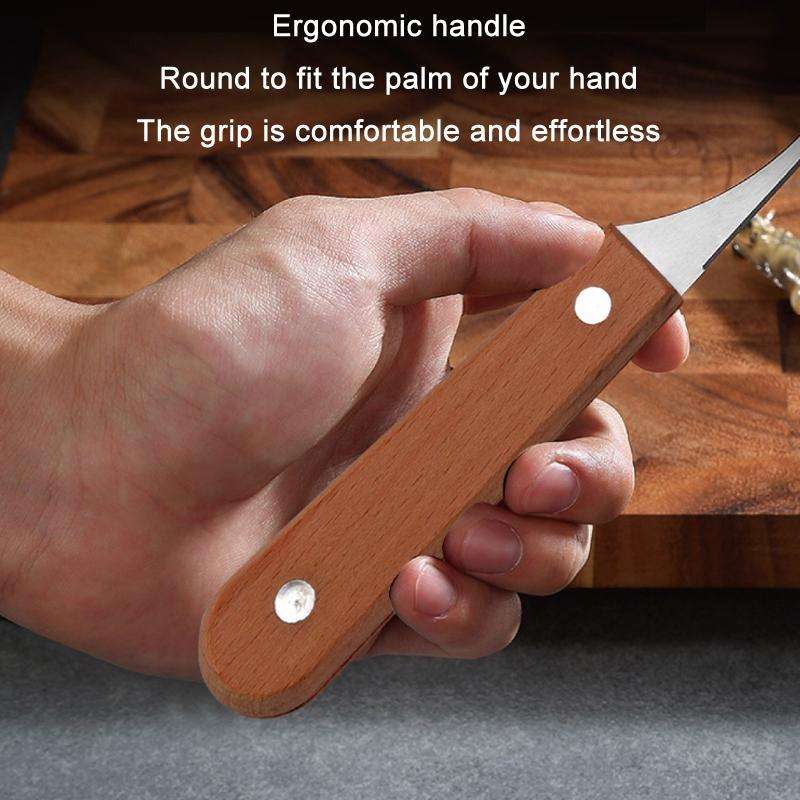Stainless Steel Wooden Handle Shrimp Line Back Cutter