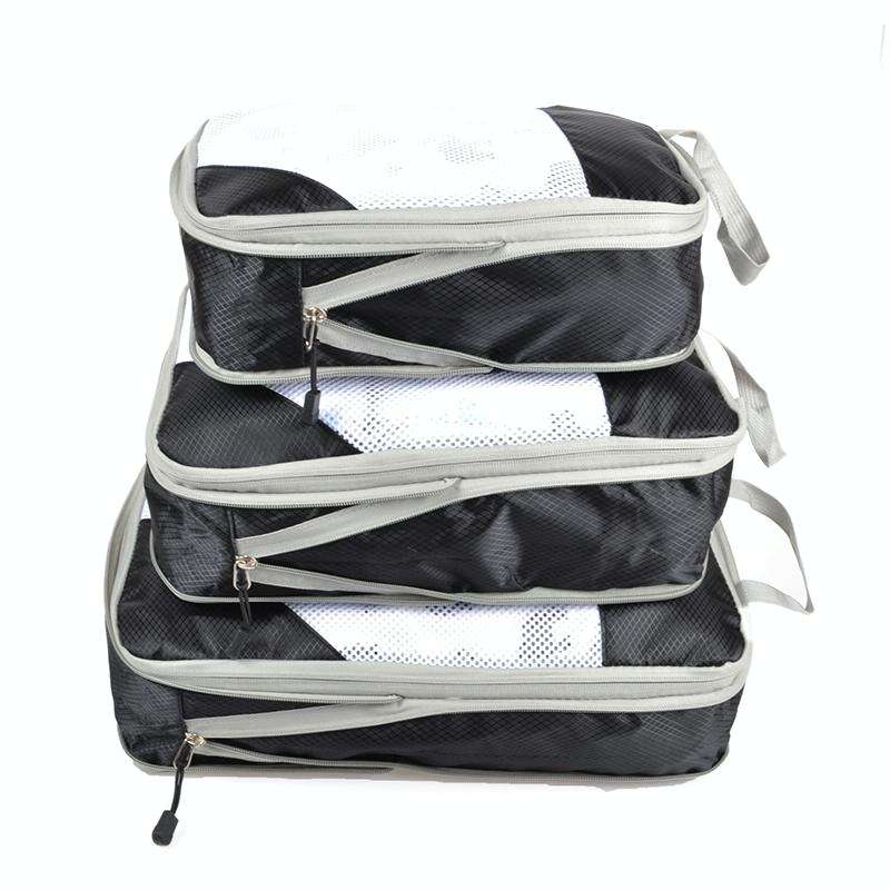 3 in 1 Travel Bag Storage Organizer Set Bags Shoe Luggage Suitcase Clothes Organizer(Orange)
