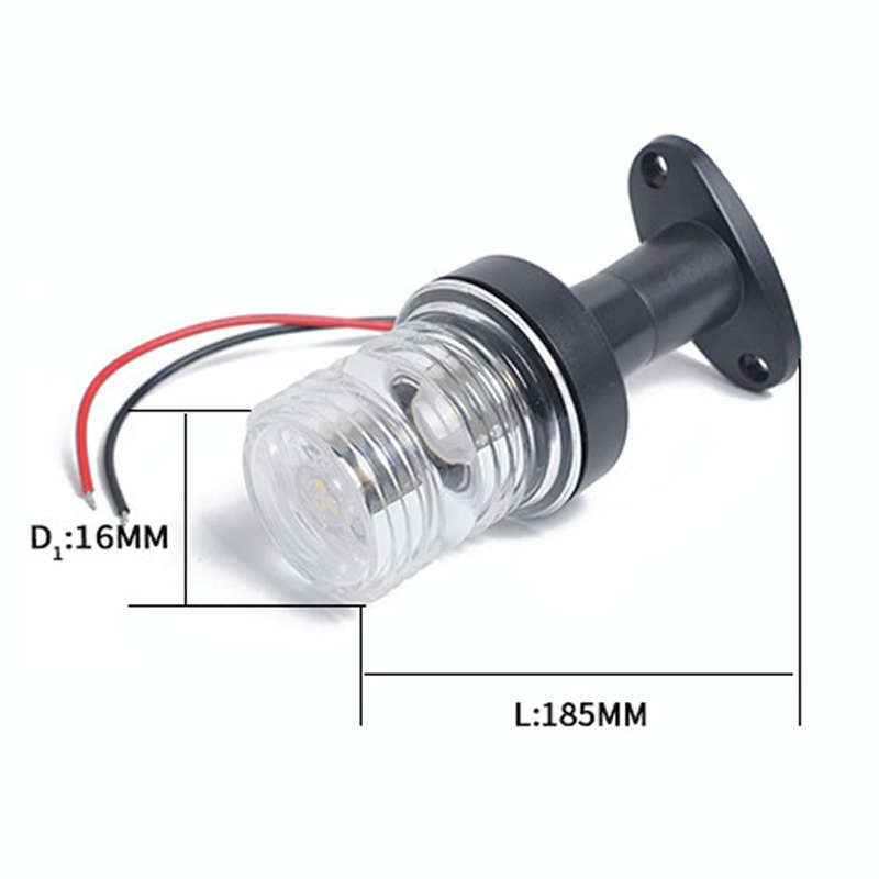 DC 12V 3W Marine Boat Yacht Stern Anchor LED Navigation Pedestal Light All Round 360 Degree White...