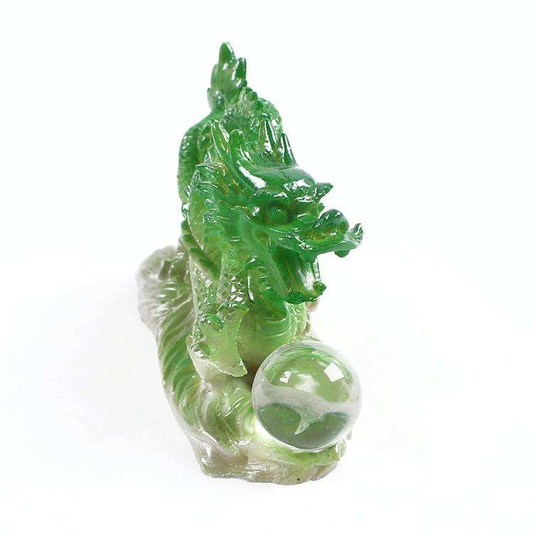 Color Changing Lucky Jade Dragon Shape Resin Kungfu Tea Accessories Tea Pet(Green)