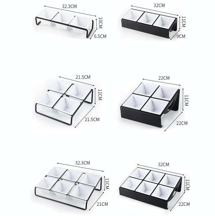 Stainless Steel Bar Plastic Fruit Plate Rack, without Fruit Dish, Grid Number:6 Grids(B Type)