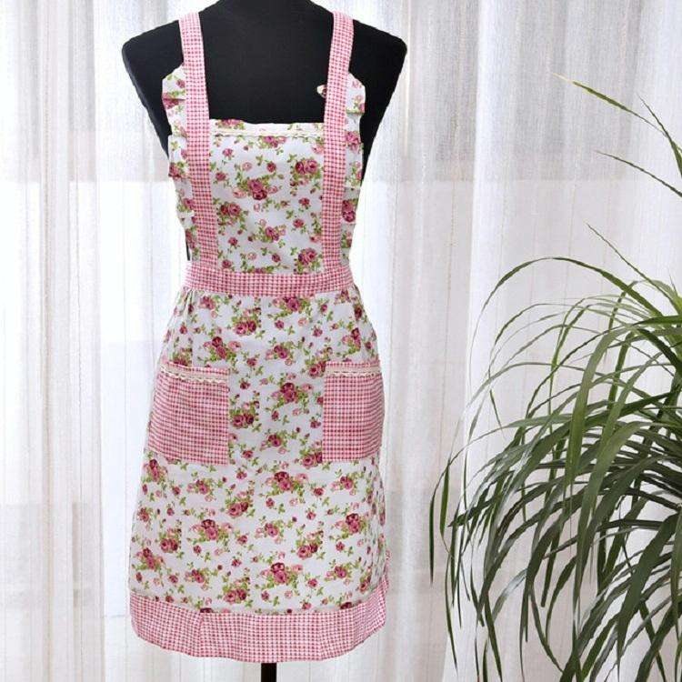 Kitchen Cooking Oil-resistant Brushed Apron Smock(Flowers)