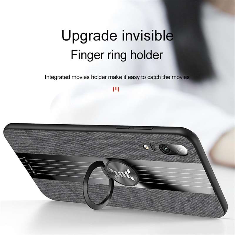 For Huawei P20 Pro XINLI Stitching Cloth Textue Shockproof TPU Protective Case with Ring Holder(B...