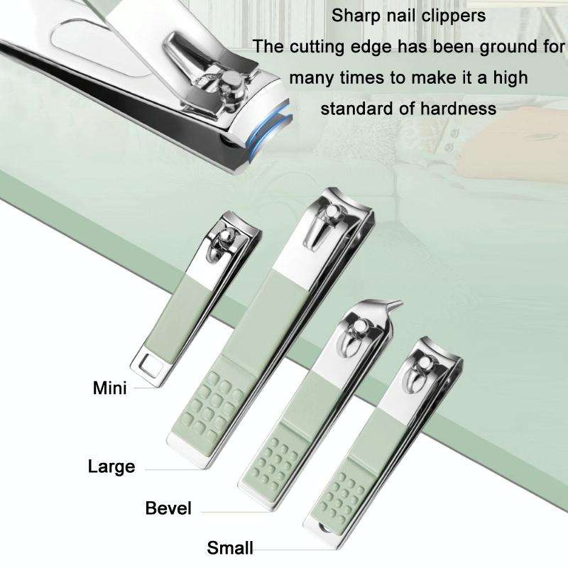 Stainless Steel Nail Clipper Nail Art Tool Set, Color: 16 PCS/Set (Green)