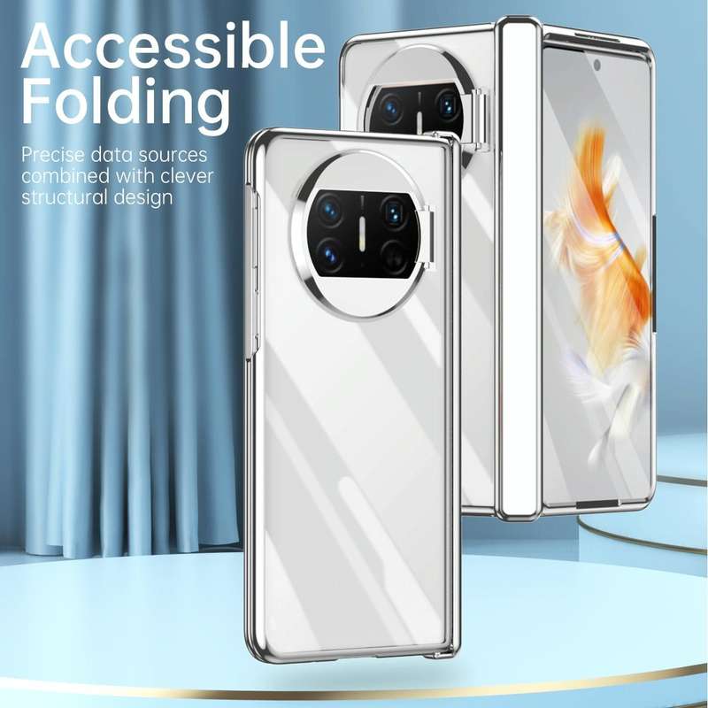 For Huawei Mate X3 Integrated Electroplating PC Folding Phone Case with Hinge(Black)