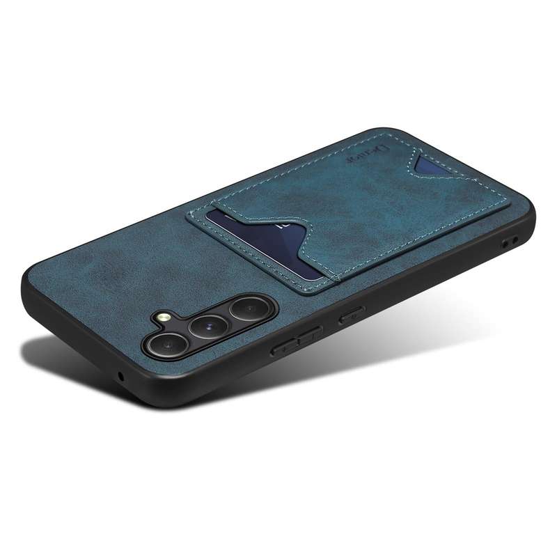 For Samsung Galaxy A24 5G Denior PU Back Cover Card Slot Holder Phone Case(Blue)