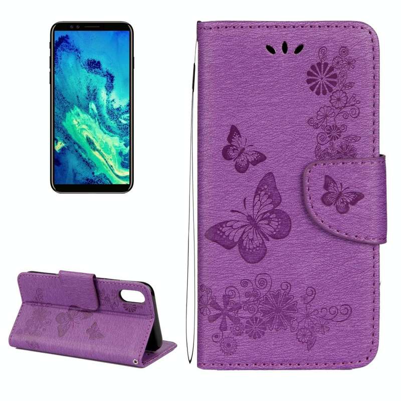 For iPhone X / XS Pressed Flowers Butterfly Pattern Horizontal Flip Leather Case with Holder & Ca...