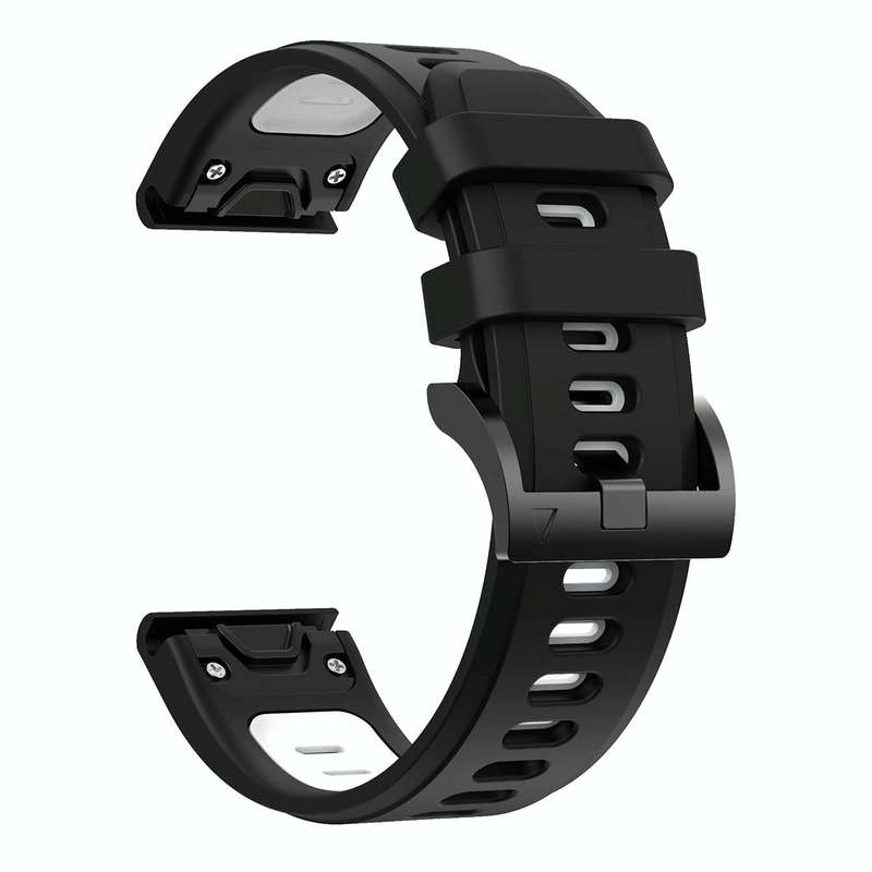 For Garmin Fenix 6X Pro 26mm Two-Color Sports Silicone Watch Band(Black+White)