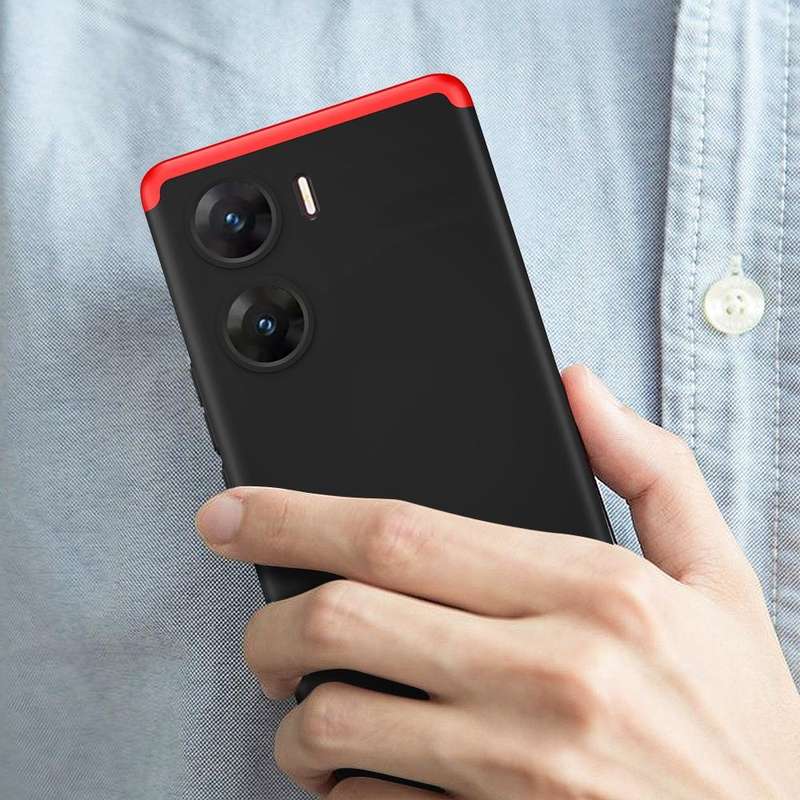 For vivo V29e GKK Three Stage Splicing Full Coverage PC Phone Case(Black Red)