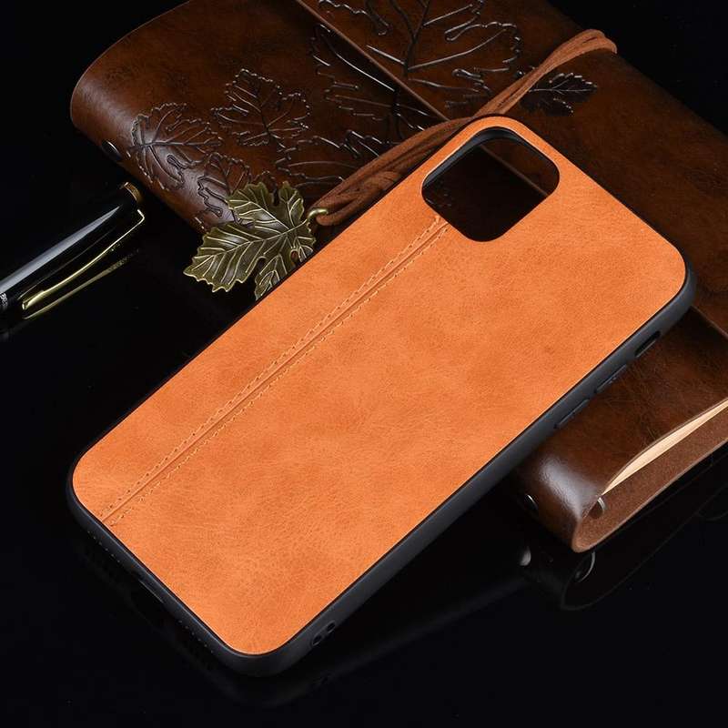 For iPhone 11 Pro Max Shockproof Sewing Cow Pattern Skin PC + PU + TPU Case(Orange)