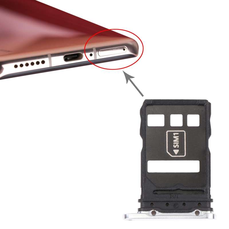 SIM Card Tray + NM Card Tray for Huawei P40 Pro (Silver)