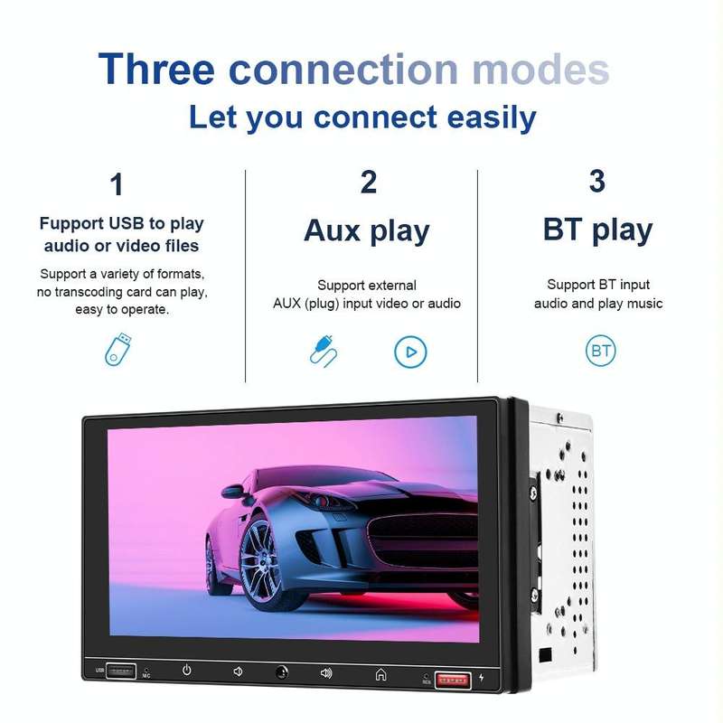 A2916 7 inch Dual-spindle Universal MP5 Car Carplay MP4 Player, Style: Standard+12 Light Camera