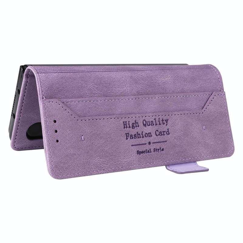 For Samsung Galaxy Z Fold4 Magnetic Clasp Flip Leather Phone Case(Purple)