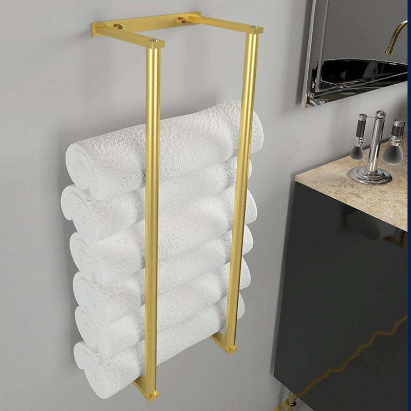Stainless Steel Bathroom Wall Towel Bar Wall Mounted Towel Storage Rack(Black)