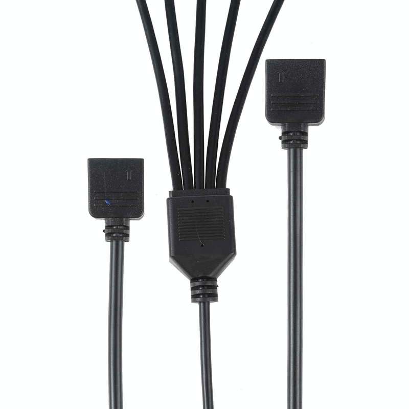 3 Pin 5V 1 to 5 Motherboard AURA RGB PC Cooling Extension Cable for Asus (Black)