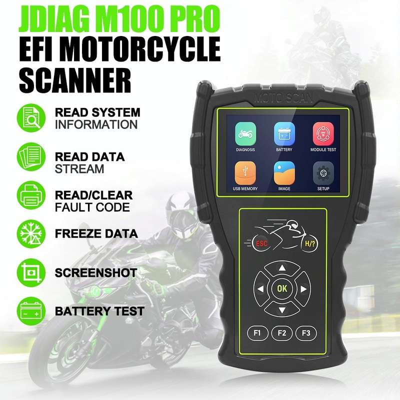 JDiag M100 PRO Intelligent Motorcycle Electronic Fuel Injection System Diagnostic Instrument(Black)