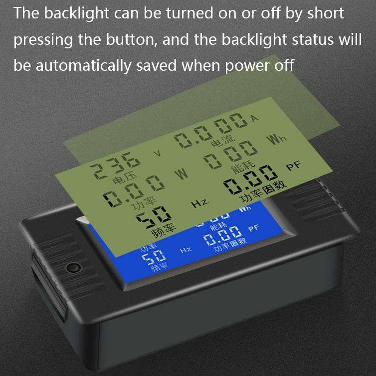 Peacefair English Version Multifunctional AC Digital Display Power Monitor, Specification: 5A