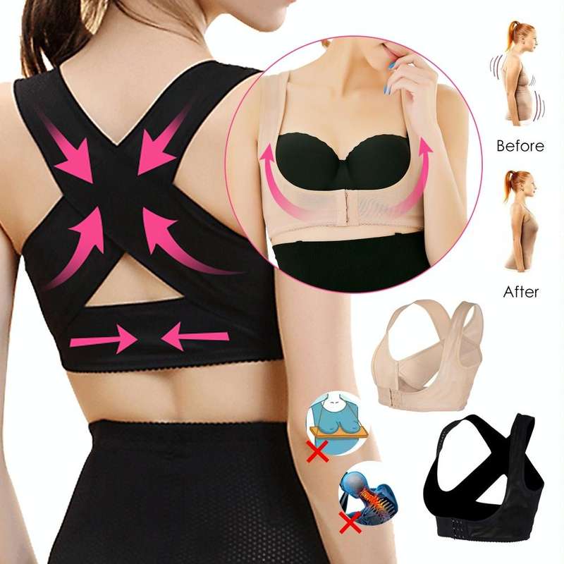 Women Ultrathin Kyphosis Correction Shoulder Support Tight-fitting Orthopedic Belt, Size:L(Flesh ...