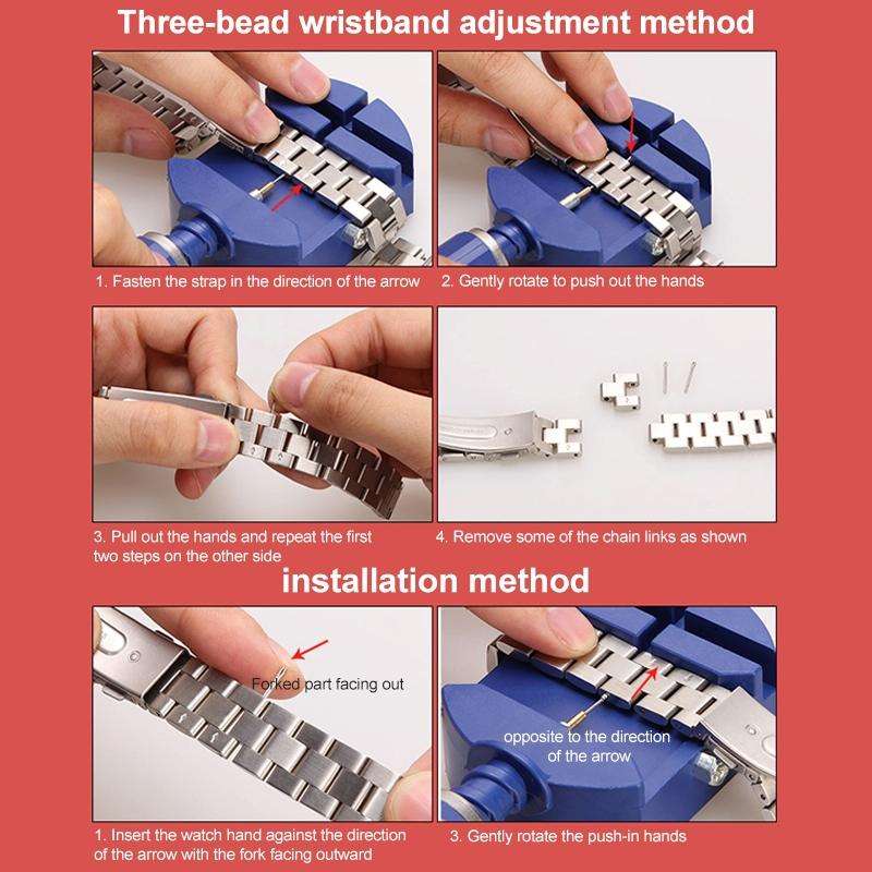 For Xiaomi Mi Band 7 Three-bead Stainless Steel Watch Band(Black)