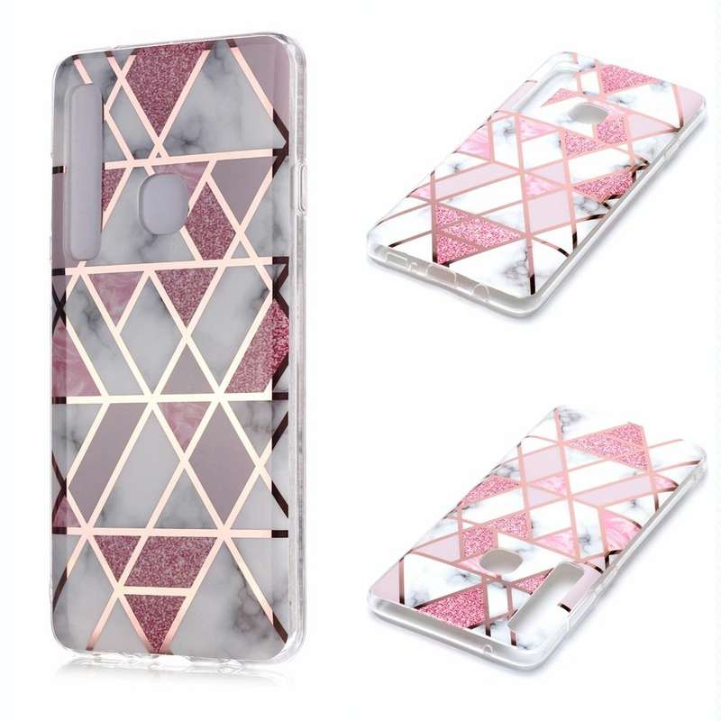 For Galaxy A9 (2018) / A9s Plating Marble Pattern Soft TPU Protective Case(Pink)