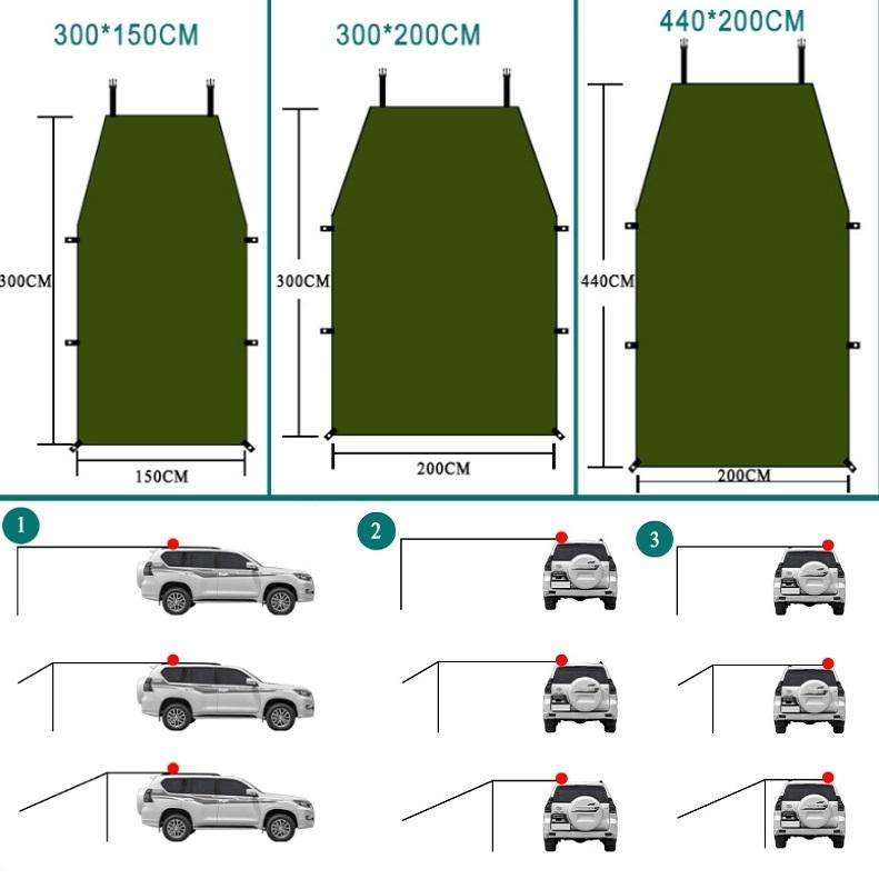 Outdoor Picnic Camping Tent On The Side Of The Car Rain-proof Canopy 300x200cm(Dark Gray)