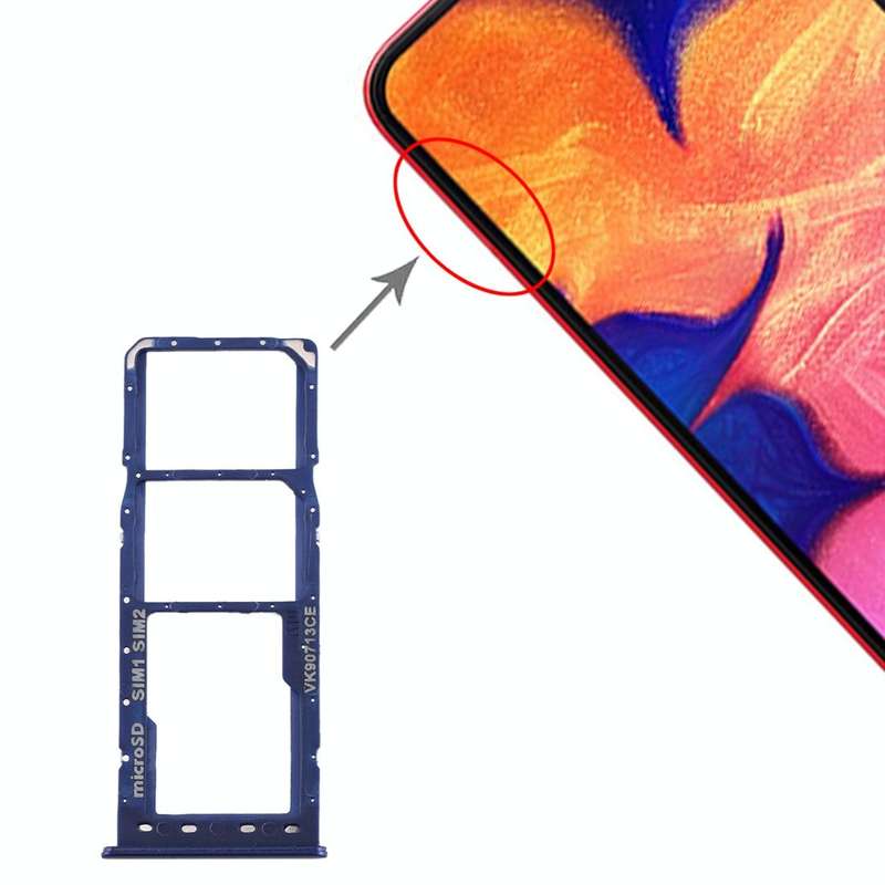 For Galaxy A10 SIM Card Tray + SIM Card Tray + Micro SD Card Tray (Blue)